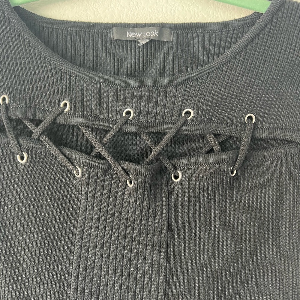 Women’s Black Ribbed Long Sleeve Top - Picture 2 of 3